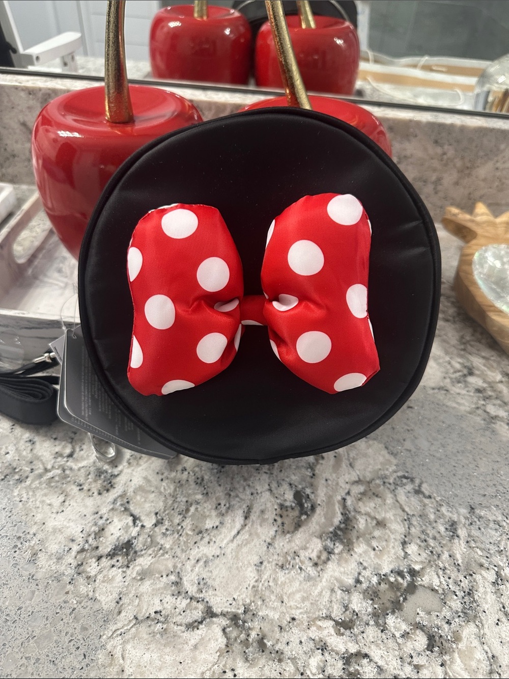 NEW Minnie Black Crossbody Bag with Red Polka Dot Bow